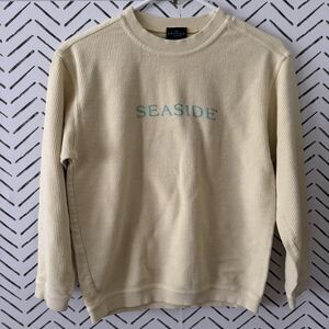 SEASIDE Sweatshirt Youth Medium Light Yellow Ribbed Texture Beach Florida